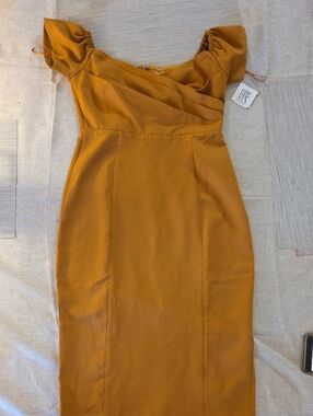 Off-Shoulder Mustard Women’s Dress